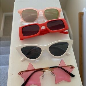Stylish Sunglasses Set - Pink, Red, White